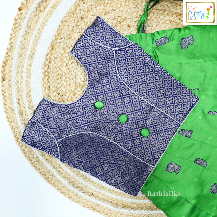 Green & Navy Art Silk Pavadai Set