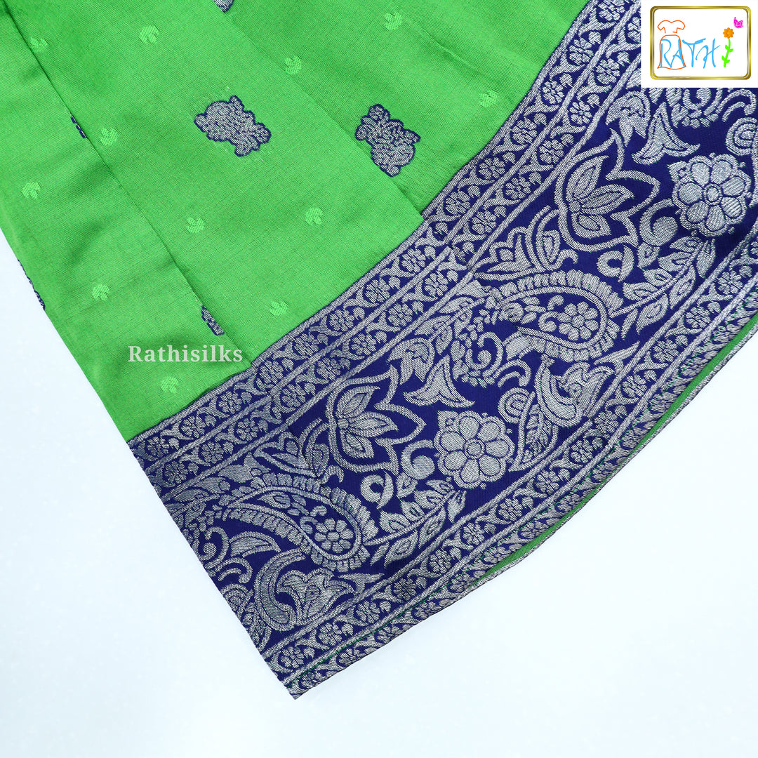 Green & Navy Art Silk Pavadai Set
