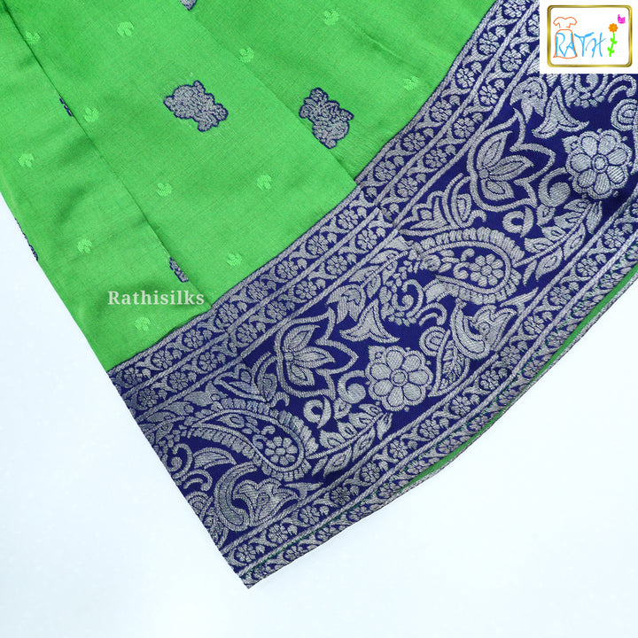 Green & Navy Art Silk Pavadai Set