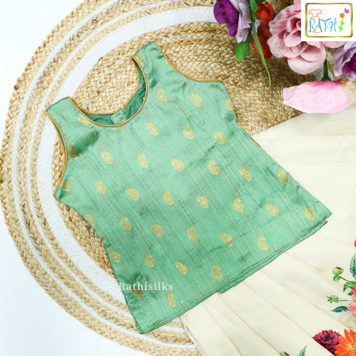 Beautiful Green Art Silk Pavadai Set