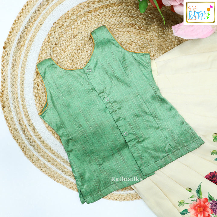 Beautiful Green Art Silk Pavadai Set