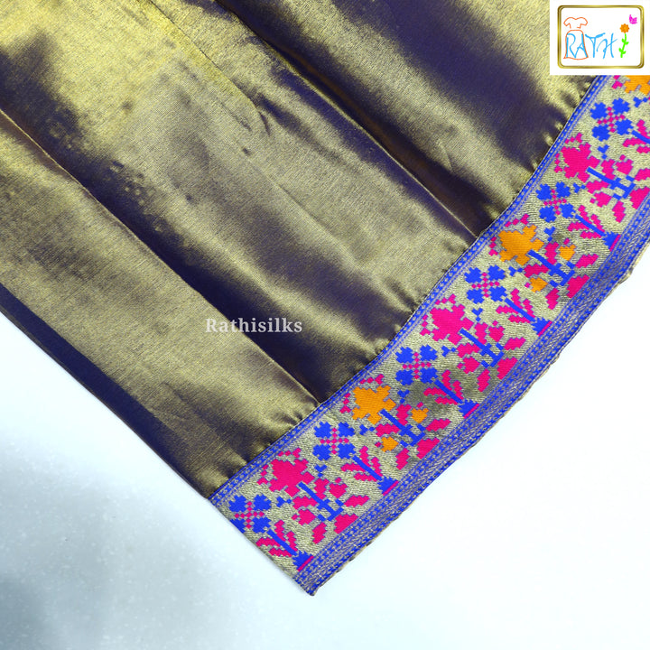 Yellow Embroidered Karishma Top with Purple Art Silk Pavadai Set