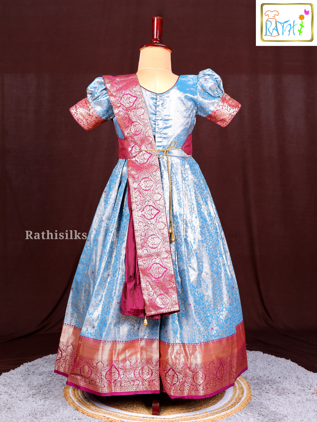 Elegant Light Blue & Magenta Art Silk Saree Dress – Rathi Silks Elegant Light Blue & Magenta Art Silk Saree Dress – Rathi Silks