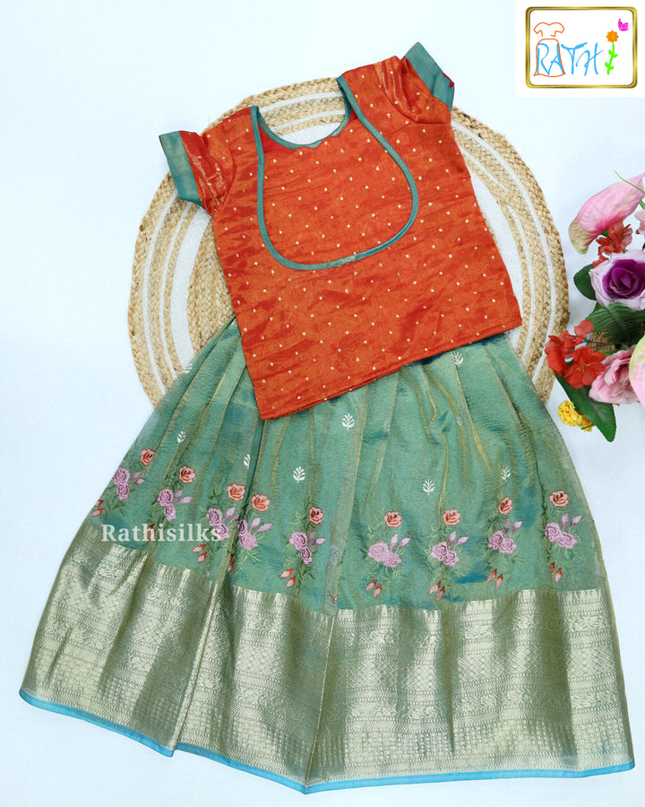 Embossed Crush Pavadai Set
