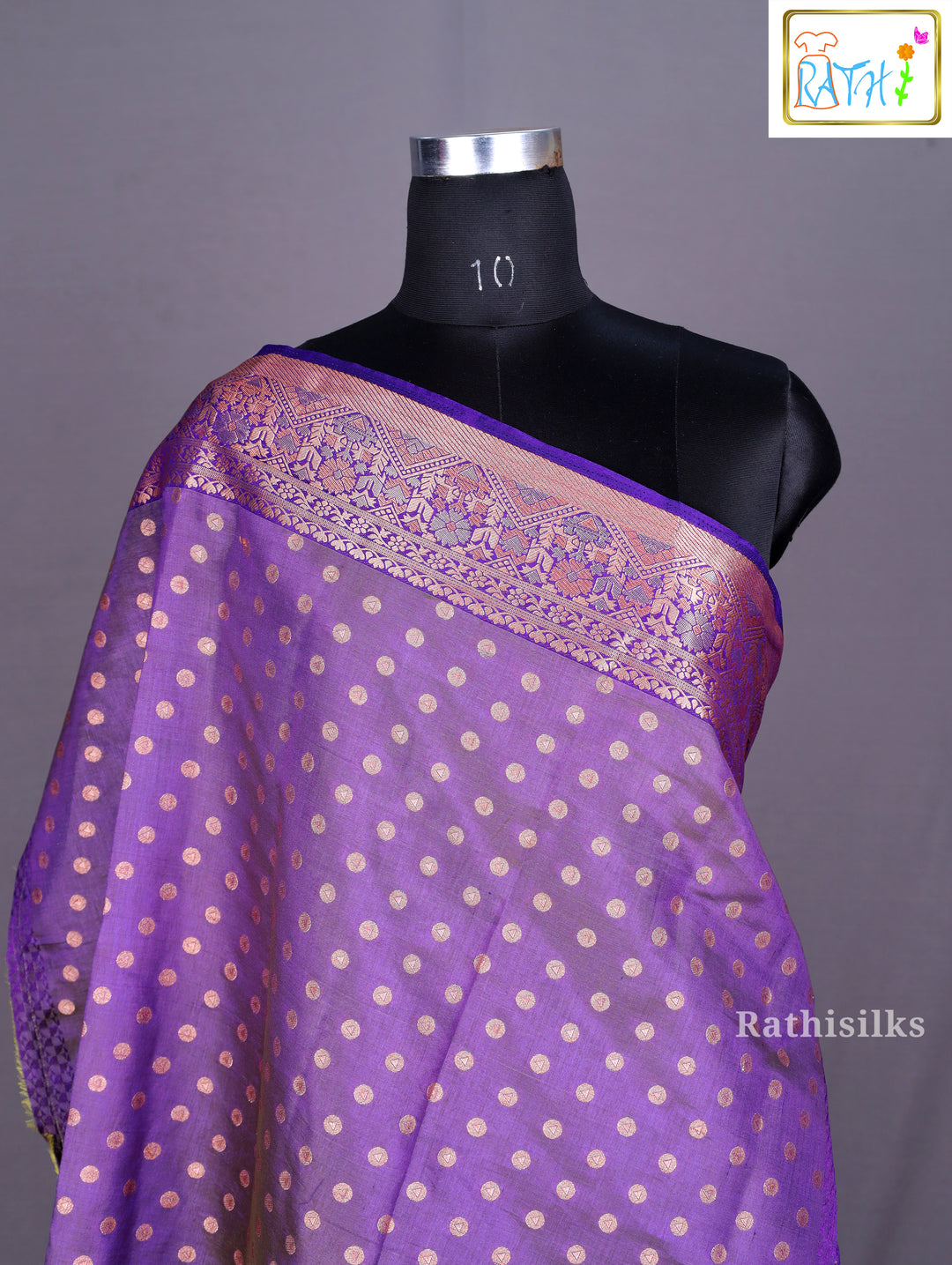 Majestic Dual-Tone Purple & Black Synthetic Brocade Saree