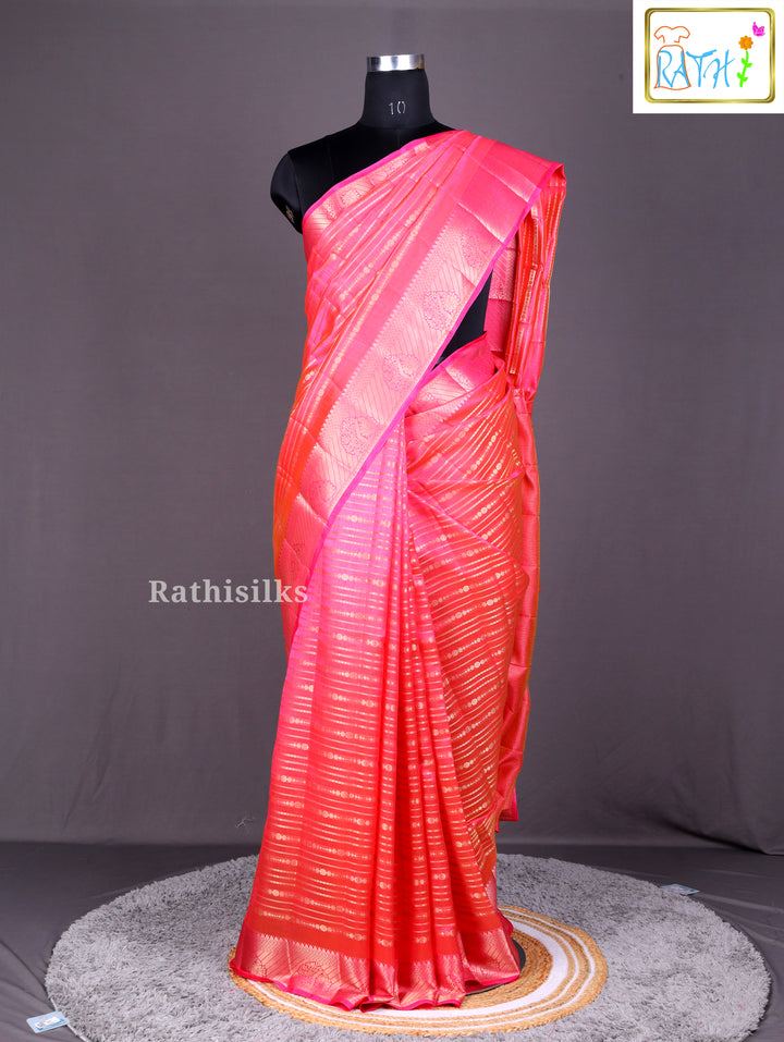 Blush Pink Floral Art Silk Saree
