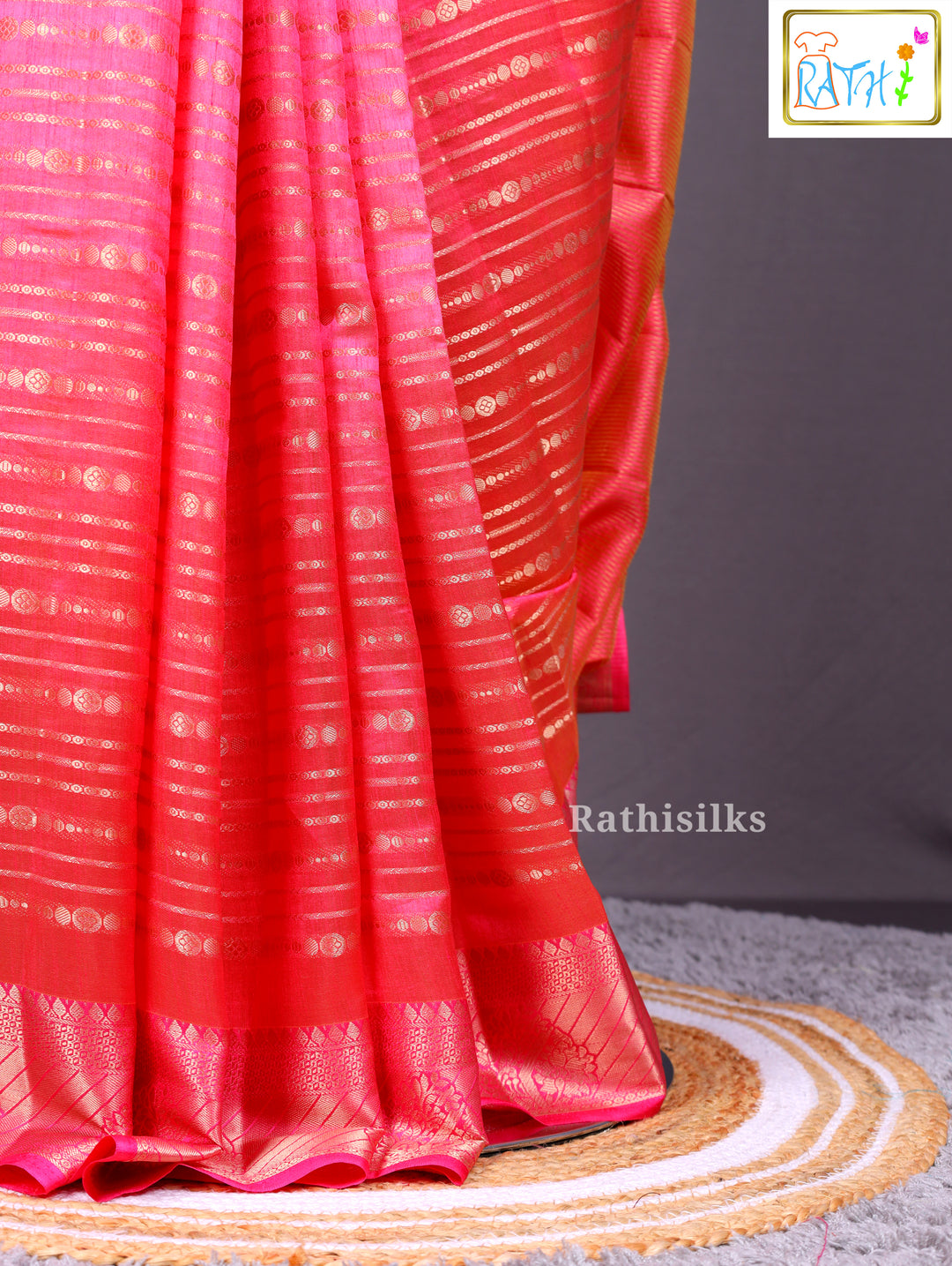 Blush Pink Floral Art Silk Saree