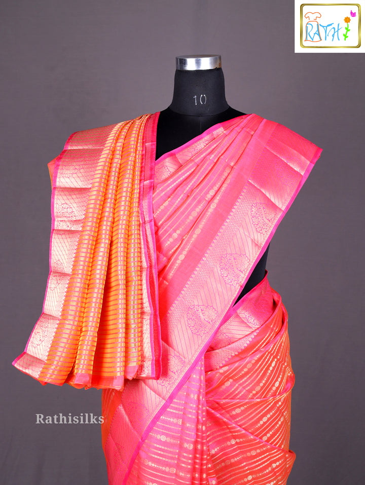 Blush Pink Floral Art Silk Saree