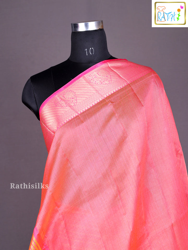 Blush Pink Floral Art Silk Saree