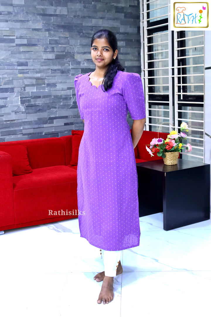Elegant Purple Cotton Kurti Top