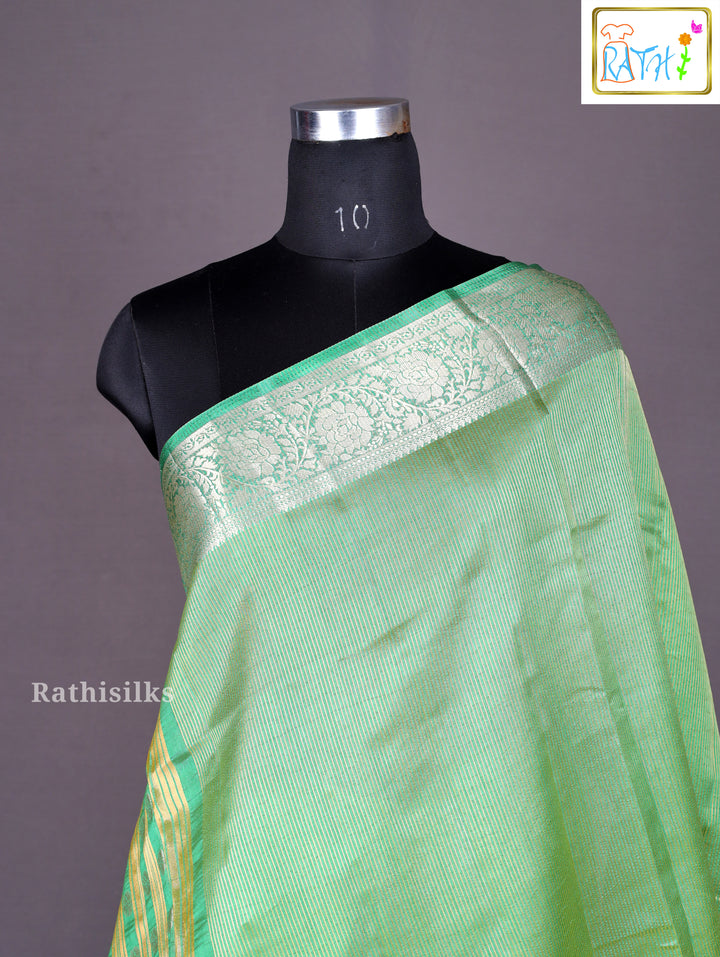 Green & Silver Woven Art Silk Saree