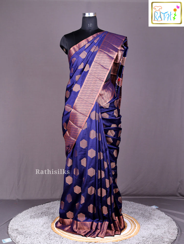 Deep Navy Blue Art Silk Saree