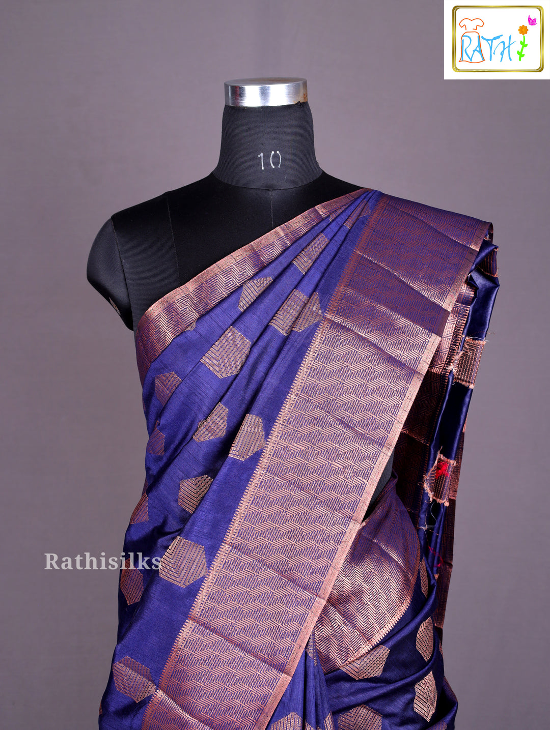 Deep Navy Blue Art Silk Saree