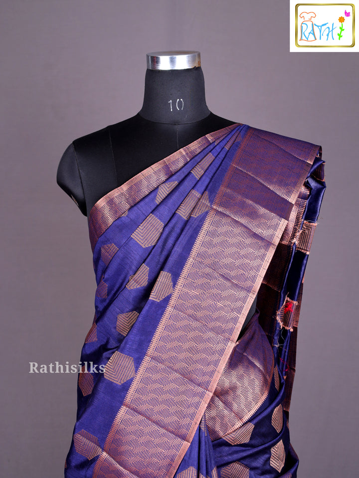 Deep Navy Blue Art Silk Saree