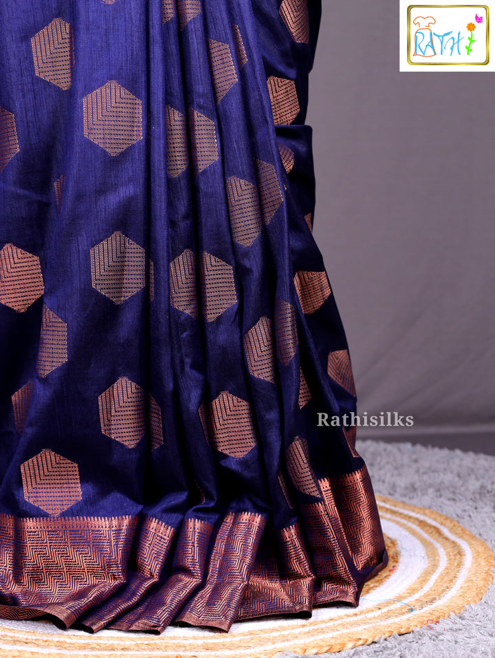 Deep Navy Blue Art Silk Saree