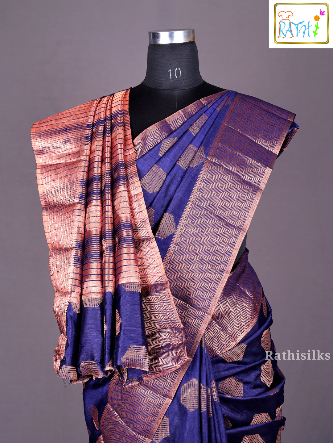 Deep Navy Blue Art Silk Saree