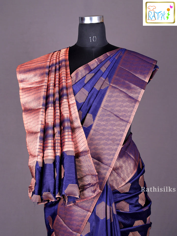 Deep Navy Blue Art Silk Saree