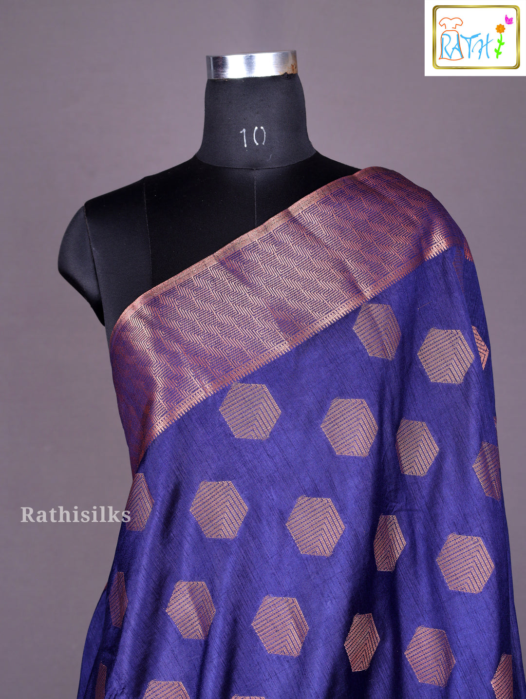 Deep Navy Blue Art Silk Saree