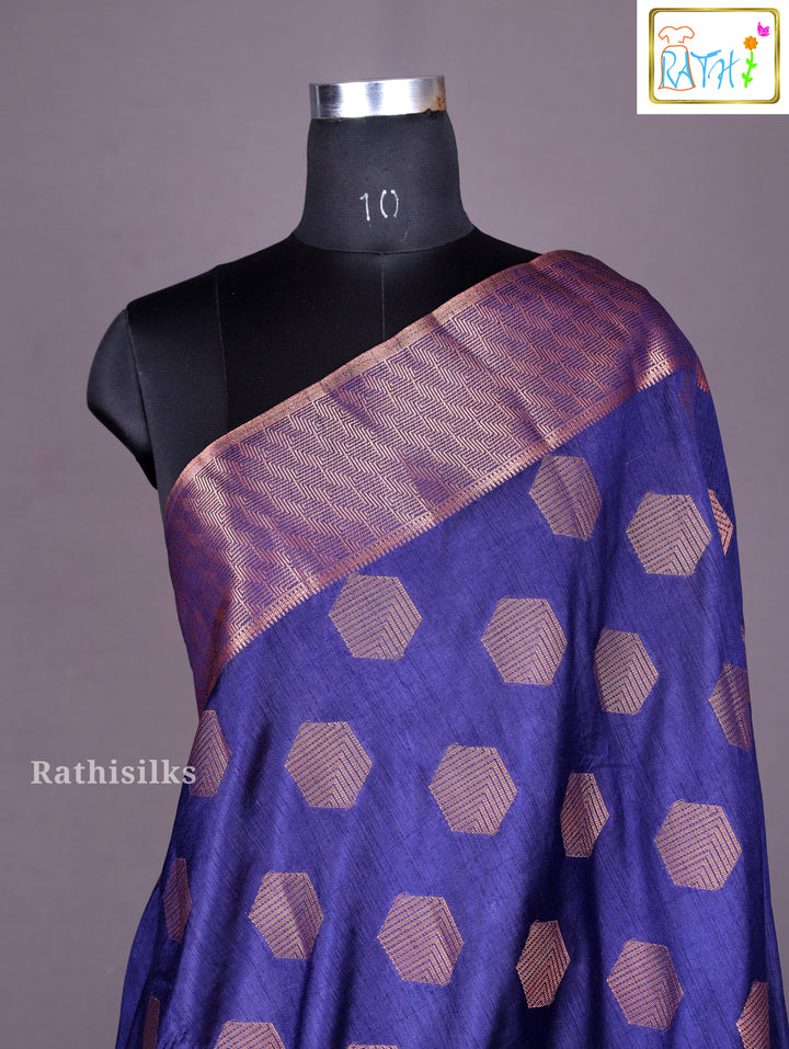 Deep Navy Blue Art Silk Saree
