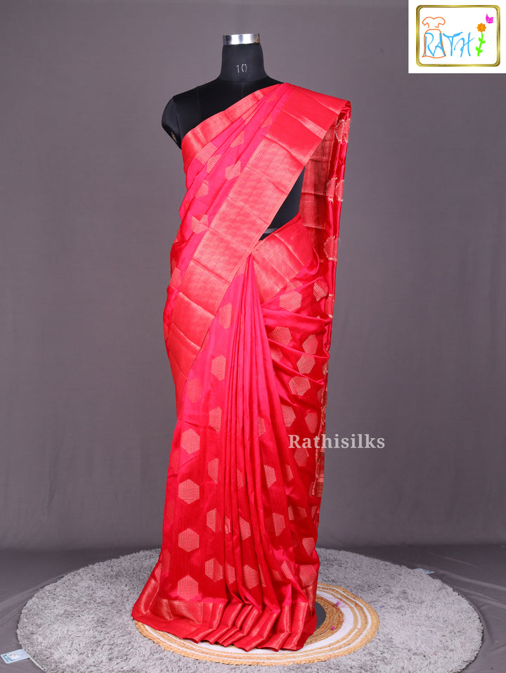Luminous Hot Pink Woven Art Silk Saree