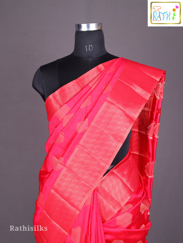 Luminous Hot Pink Woven Art Silk Saree