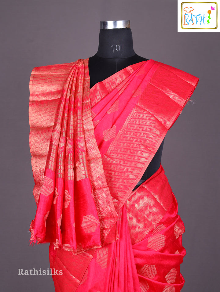 Luminous Hot Pink Woven Art Silk Saree