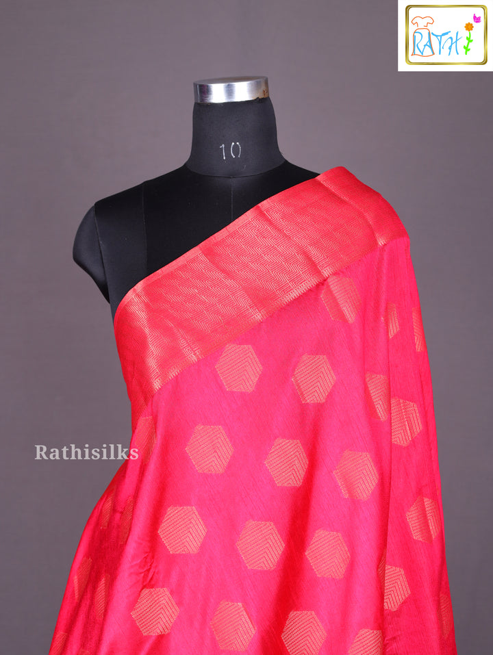 Luminous Hot Pink Woven Art Silk Saree