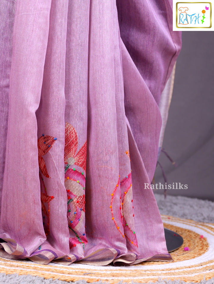 Elegant Lavender Art Silk Saree