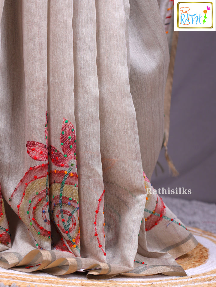 Elegant Cream Art Silk Saree