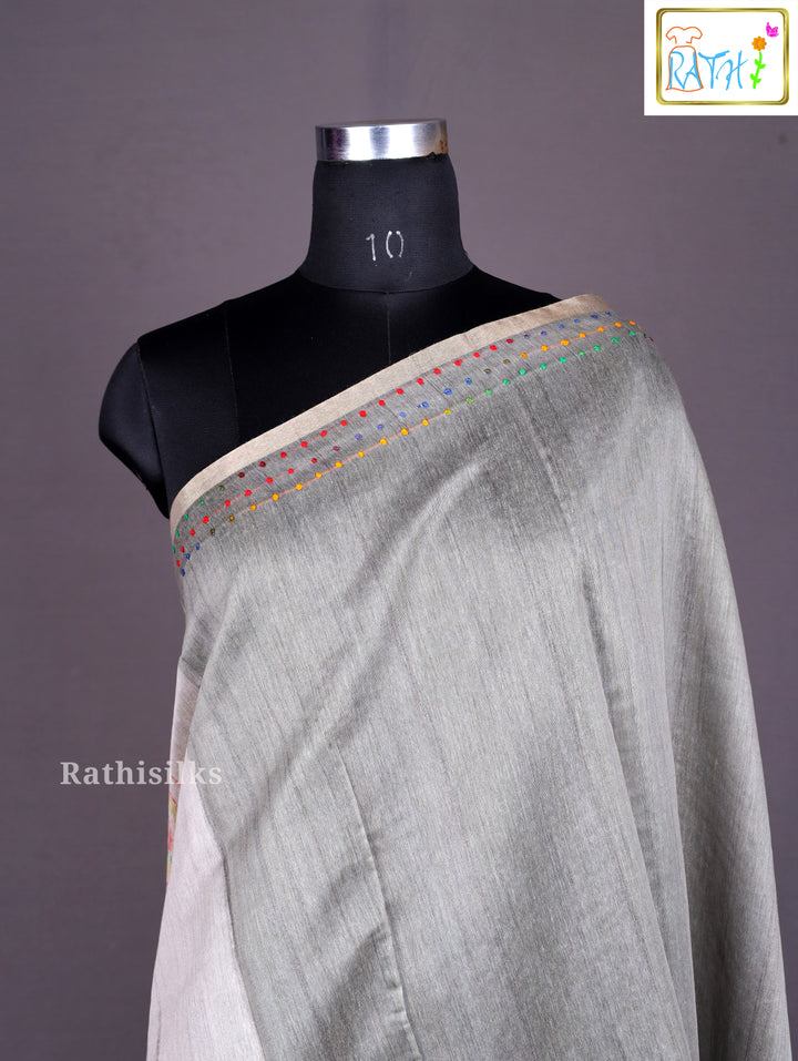 Elegant Cream Art Silk Saree