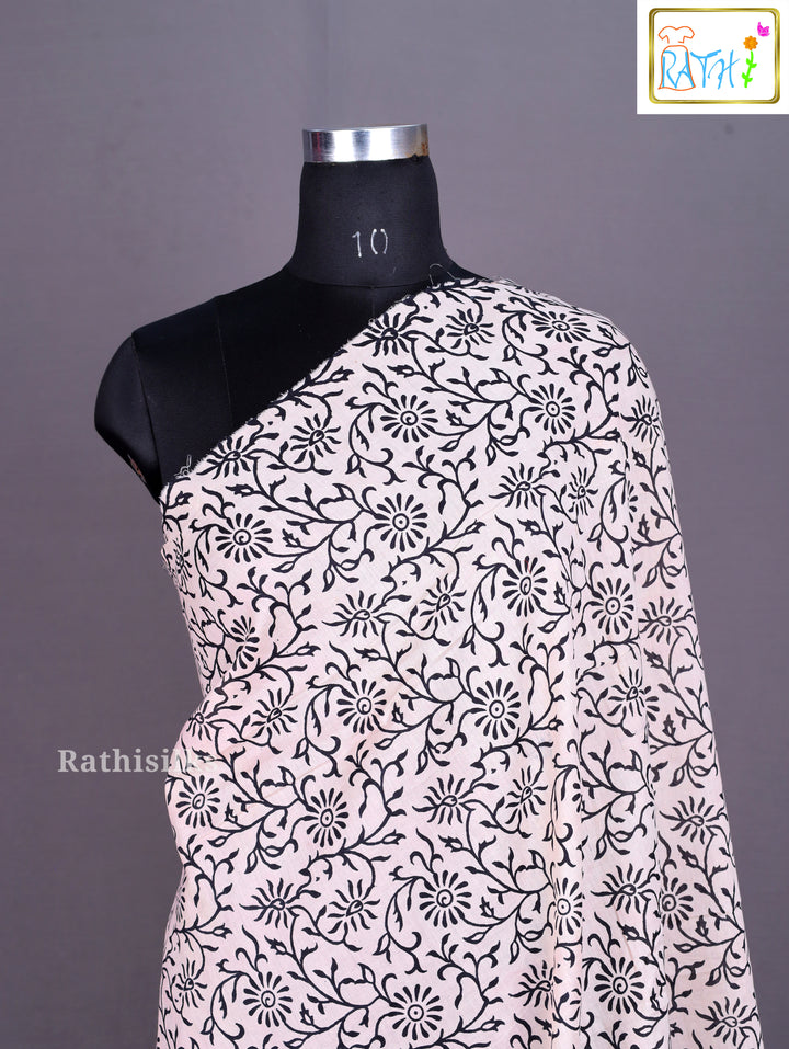 Chic Black and White Striped Cotton Saree