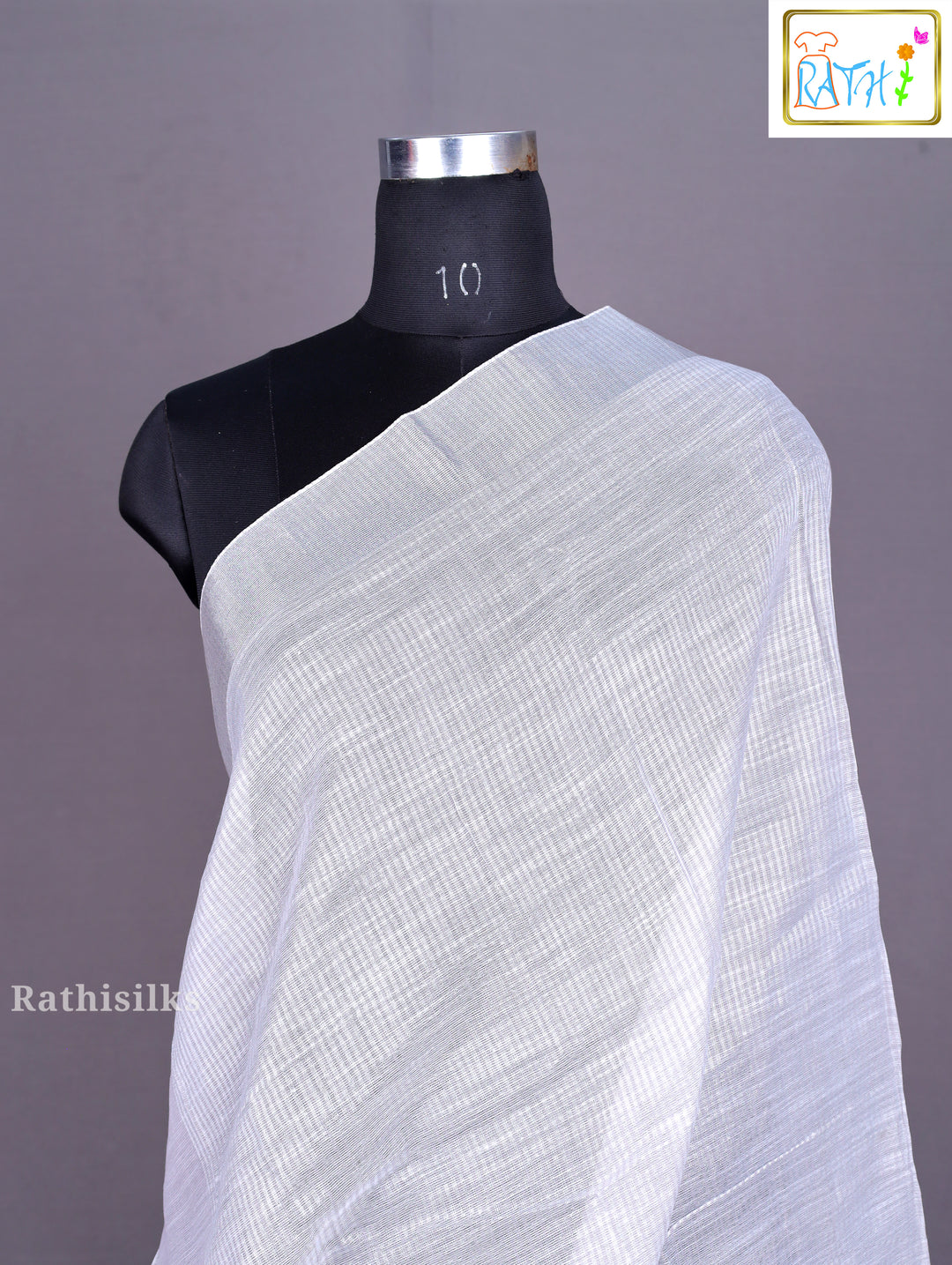 Light Grey Synthetic Saree