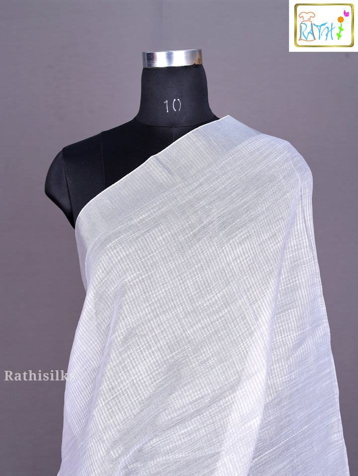 Light Grey Synthetic Saree