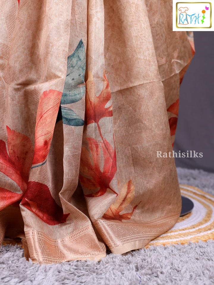 Autumnal Leaf Digital Print Saree