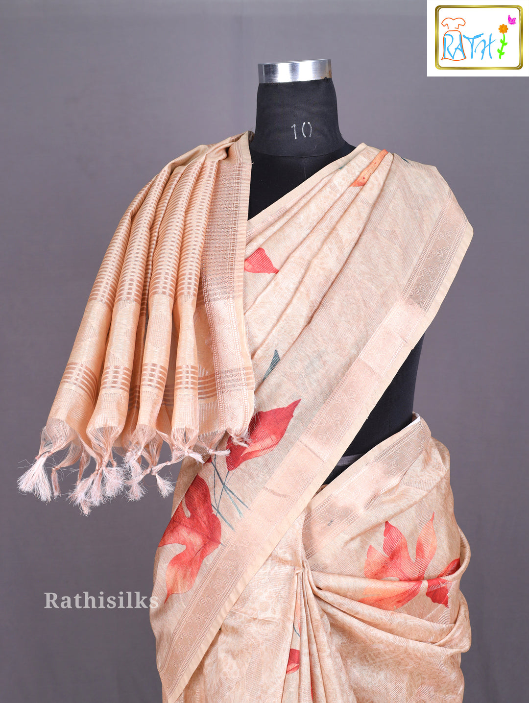 Autumnal Leaf Digital Print Saree