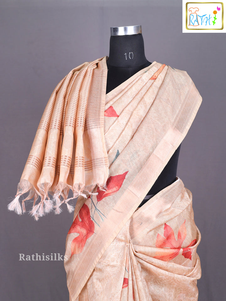Autumnal Leaf Digital Print Saree