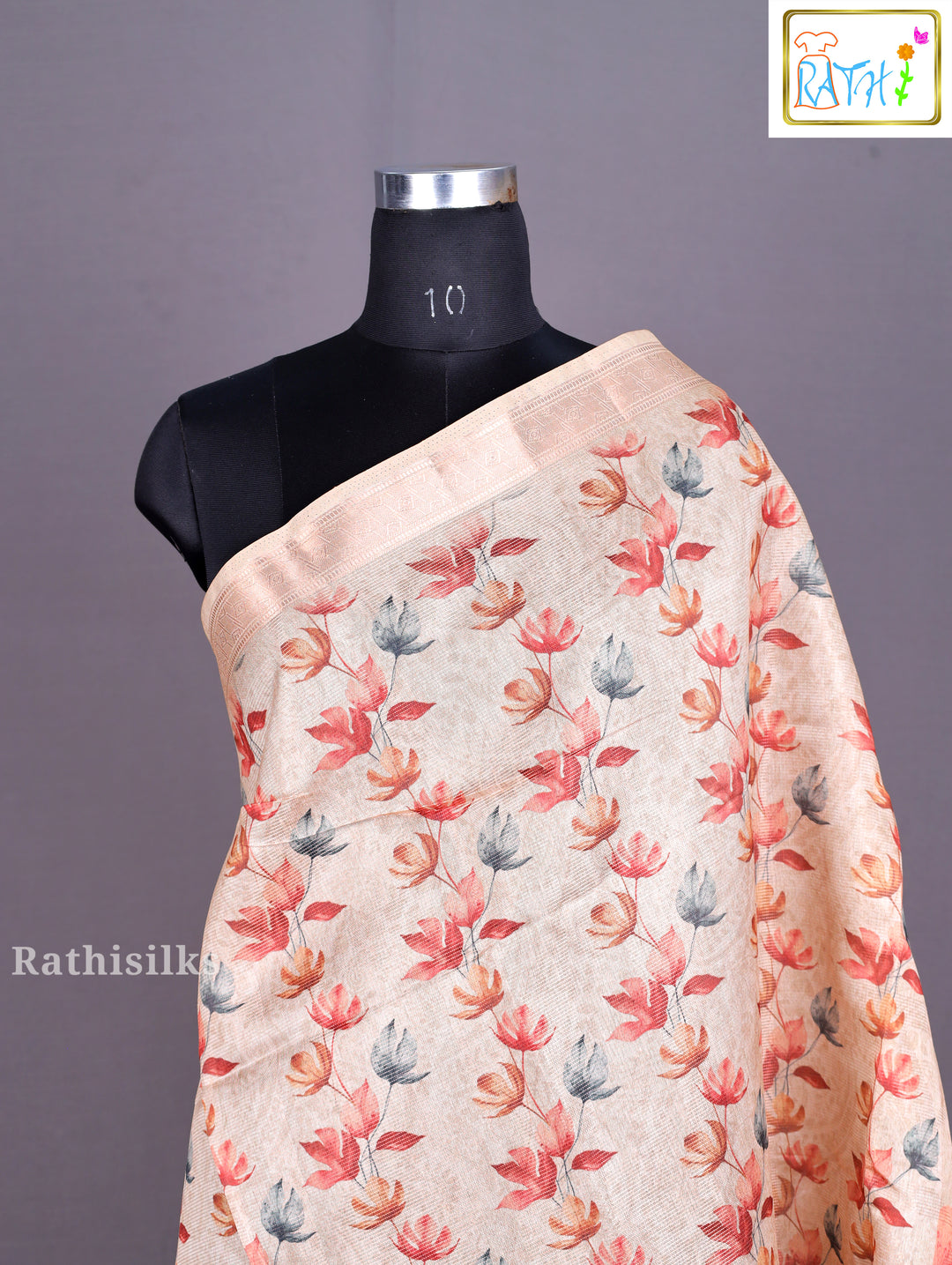 Autumnal Leaf Digital Print Saree