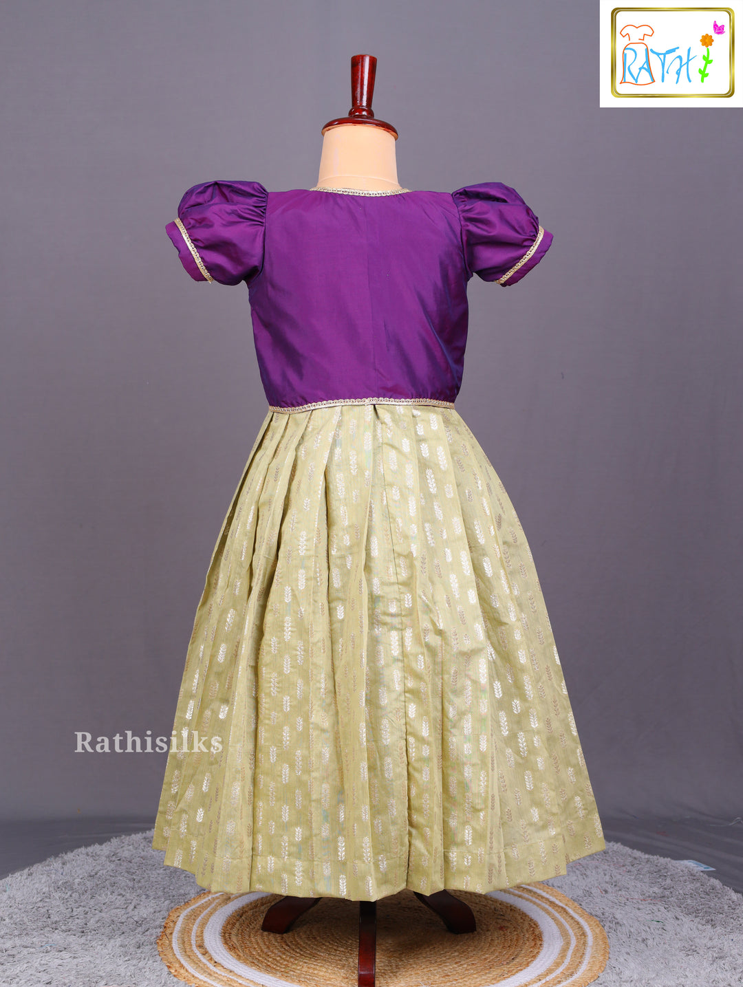 Chic Girls' Ethnic Frock with Attached Contrast Jacket