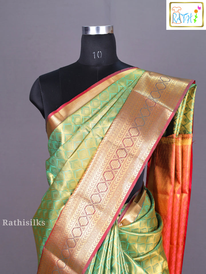 Rich Parrot Green Art Silk Saree