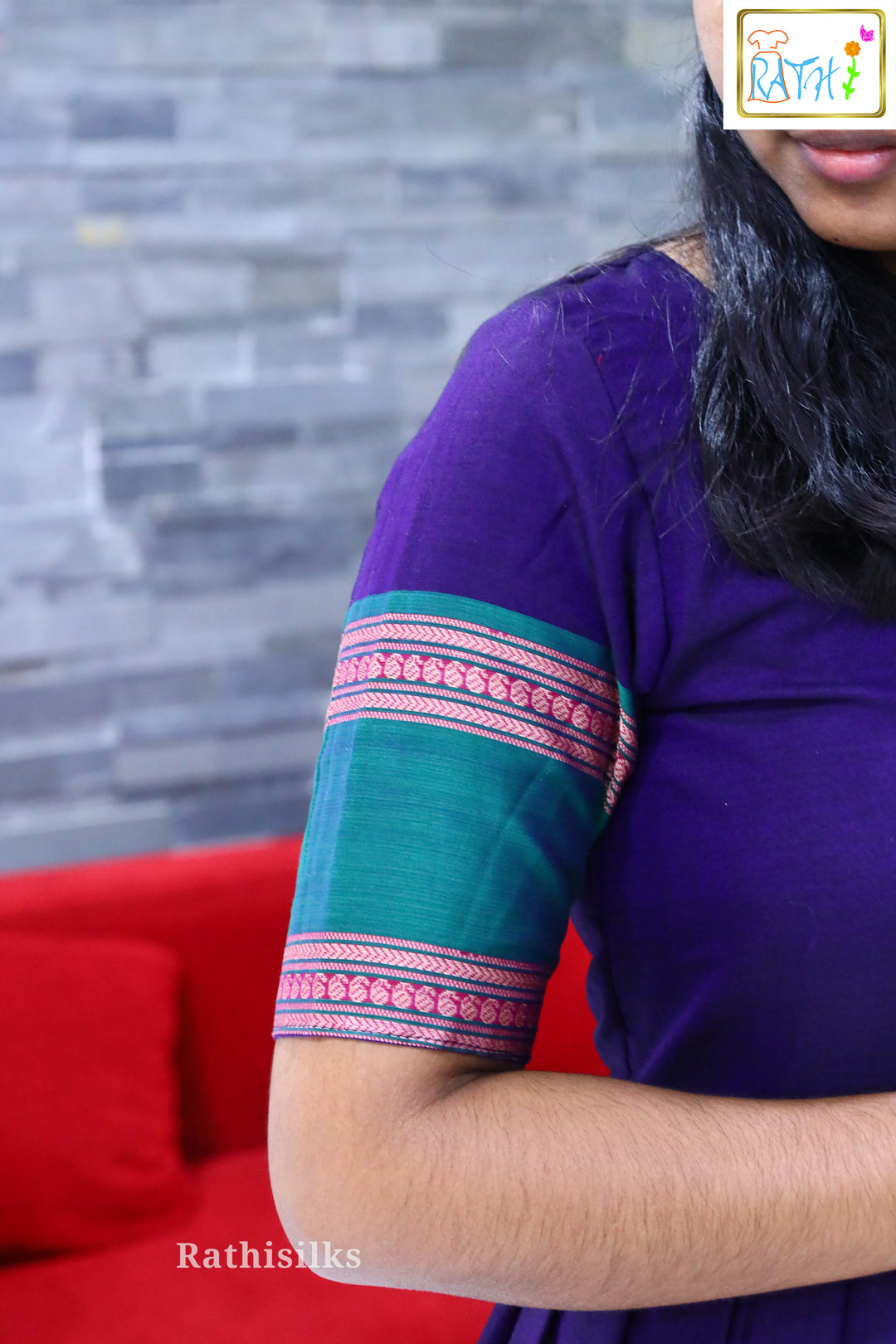 Elegant Navy Blue Cotton Long Gown