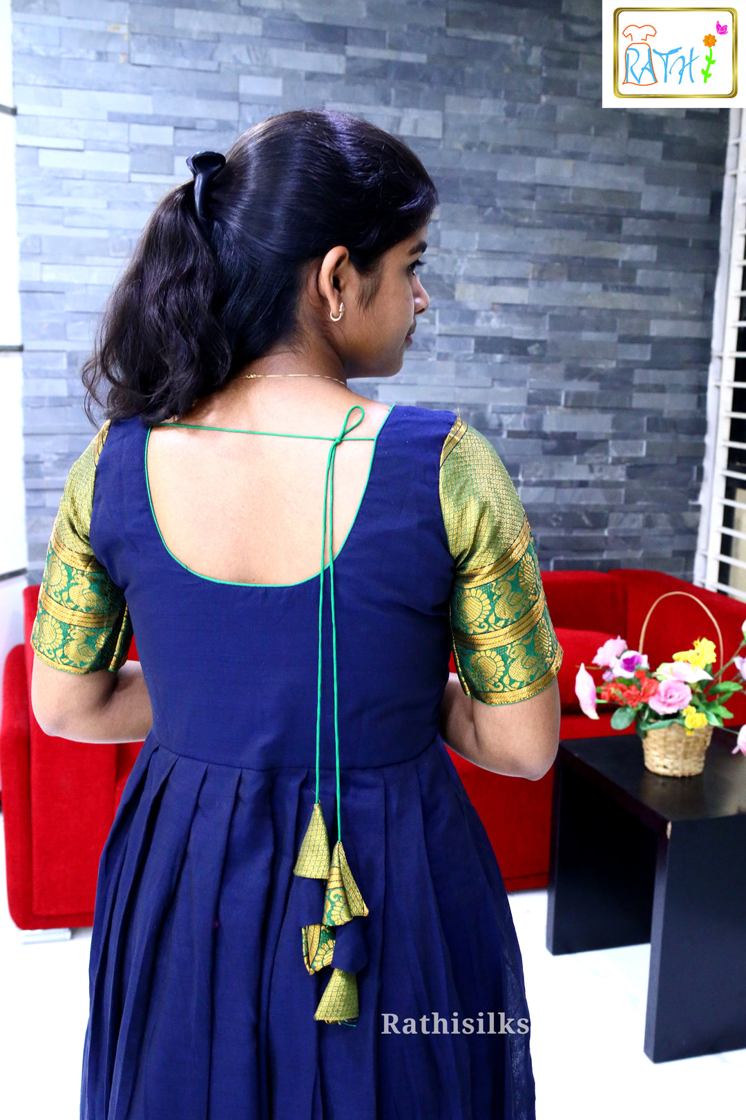 Narayanapet Cotton Zari Border Long Ethnic Gown