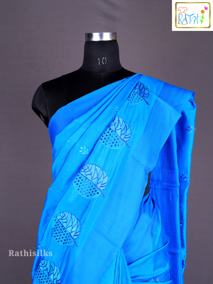 Vibrant Blue Monochromatic Saree