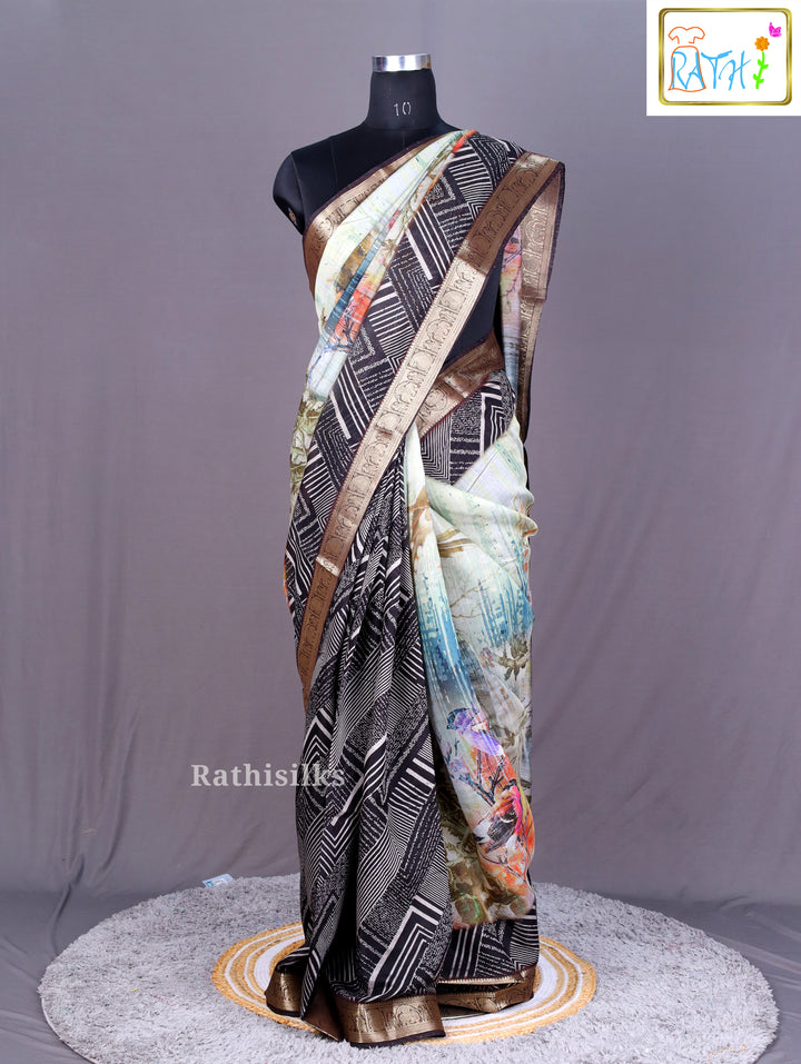 Elegant Neutral Synthetic Saree