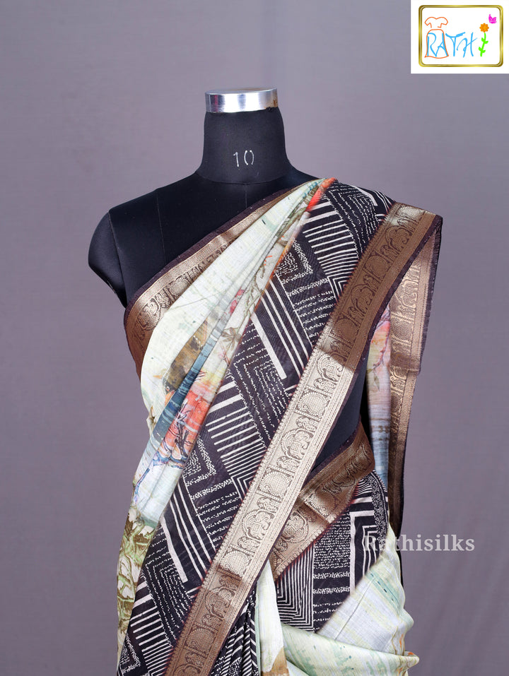 Elegant Neutral Synthetic Saree