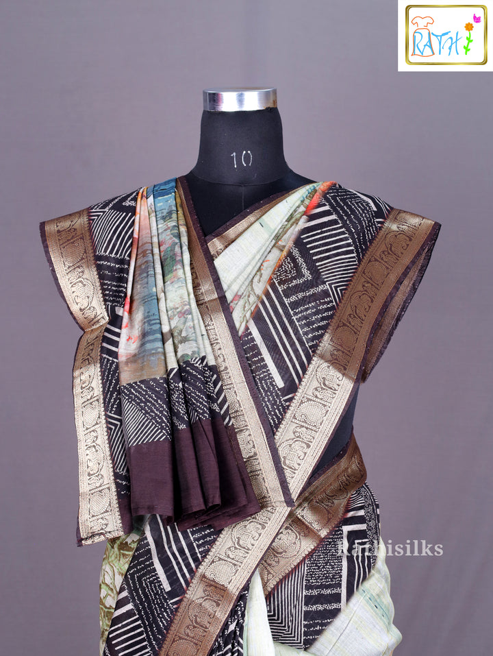 Elegant Neutral Synthetic Saree