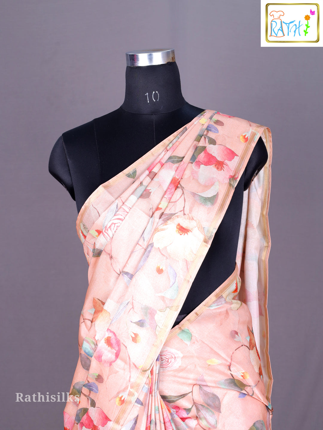 Soft Pastel Digital Print Synthetic Saree