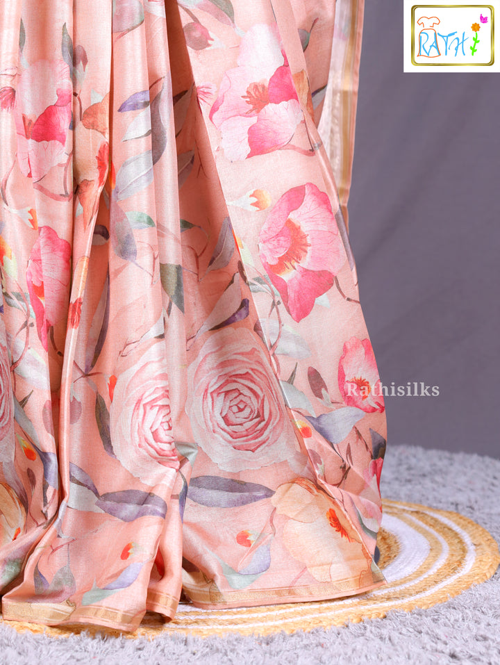 Soft Pastel Digital Print Synthetic Saree