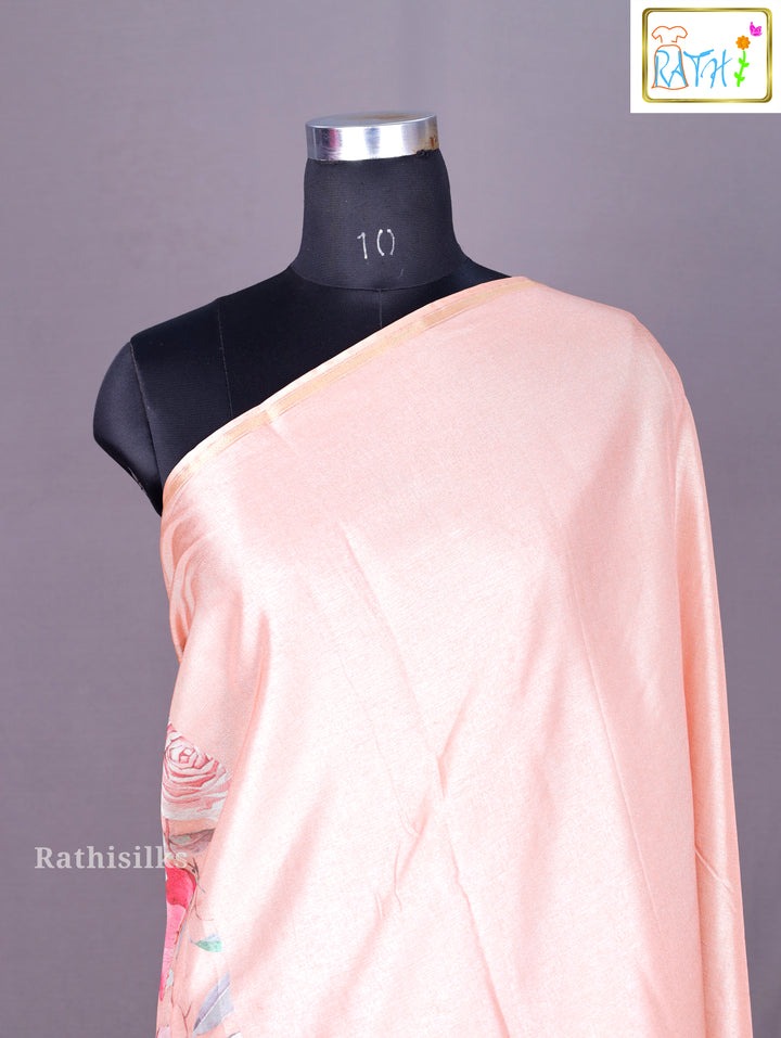 Soft Pastel Digital Print Synthetic Saree