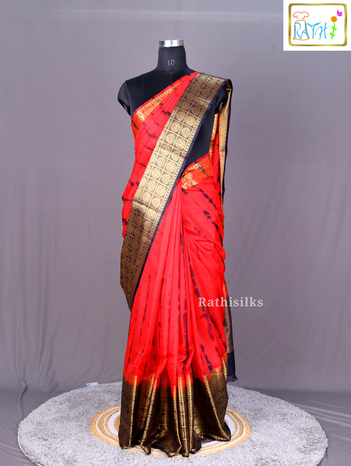 Vibrant Tie-Dye Synthetic Saree