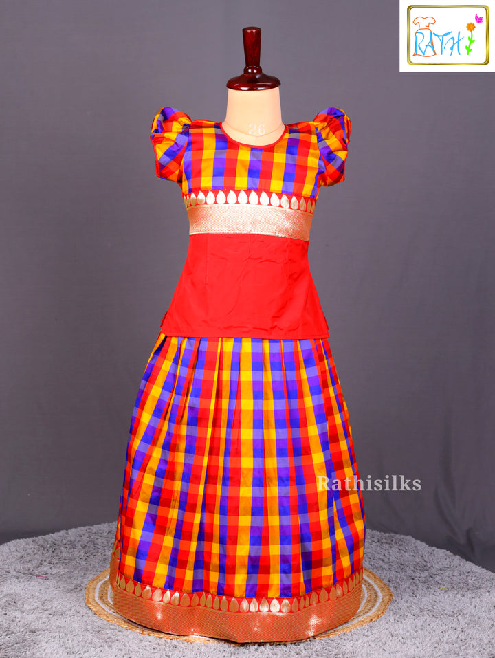 Vibrant Multi-Color Checked Pavadai Sattai